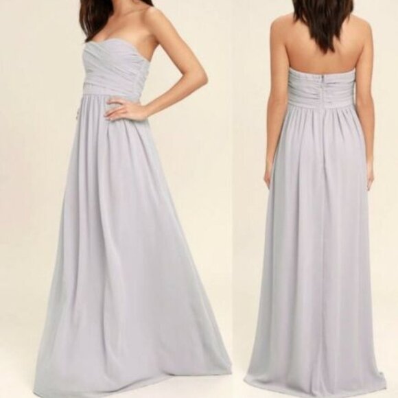 Lulu's Royal Engagement Strapless Lavender Maxi Dress Size Small - Picture 2 of 7